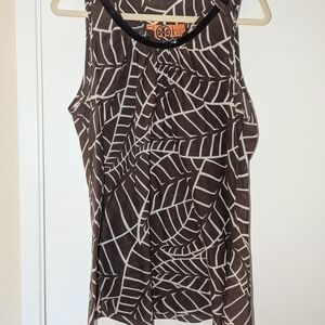 Tory Burch Fitted Brown and White Tank Top
